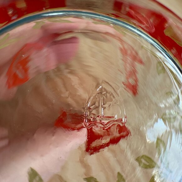 Federal Glass Co Set Juice Pitcher and Glasses Art Deco Red Yellow Mid Century - Picture 15 of 16